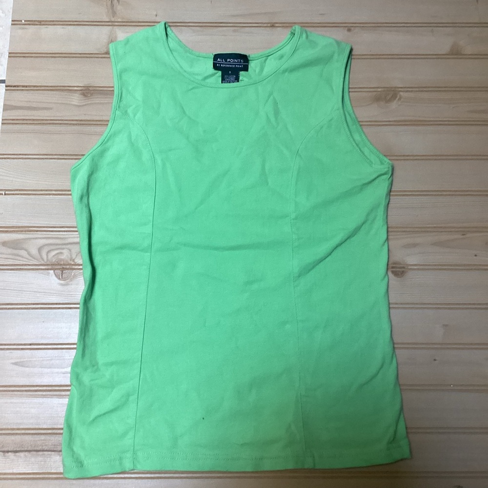 All Points by Reference Point Key Lime Sleeveless Fitted Athletic Cotton Top
